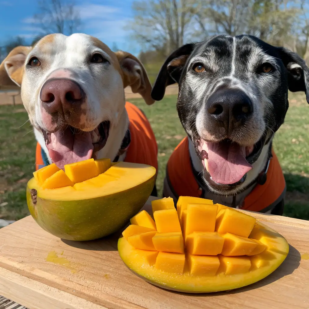 Dogs eat Mango
