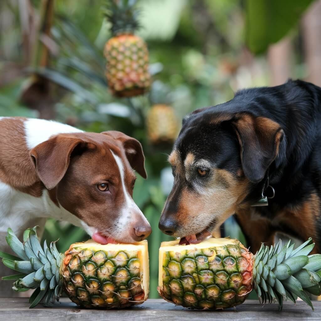 Dogs eat Pineapples