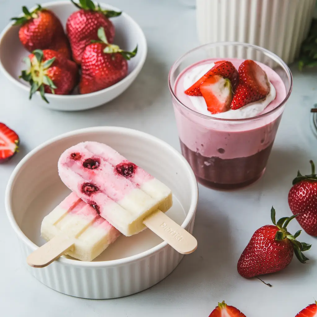Strawberry and Banana Dog Popsicles